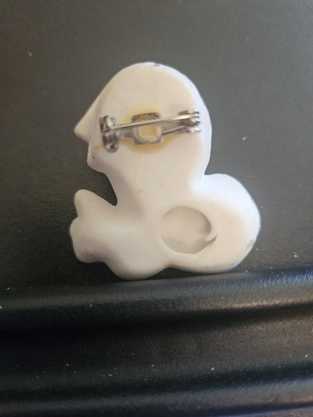 Vintage Ivory Ceramic Sleeping Cherub Brooch